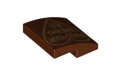 Slope, Curved 2 x 2 x 2/3 with BUILD YOUR DREAMS K.F. in Outlined Heart Pattern, Reddish Brown (15068pb194 / 6283550)