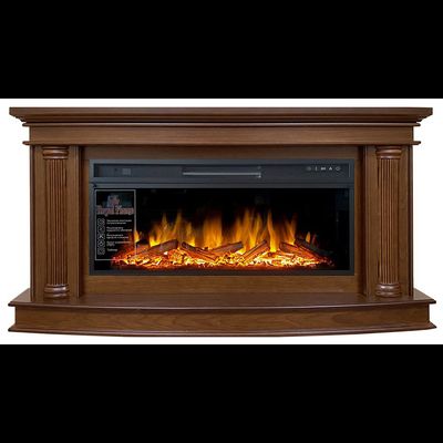 Линейный электрокамин Rome каштан с очагом Vision 42 LOG LED