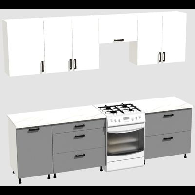 Кухня Эконом 2,1 метра (1300х800) Цвет: Белый/Базальт