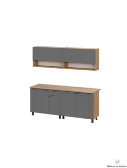 Монако 2,0м Кухонный гарнитур Дуб Золотой / Графит/ Дуб Вотан