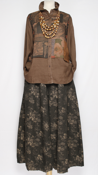 Рубашка Бохо "КРАПИВА КОМБИНИРОВАННАЯ" шоколад\шоколад  до р.52