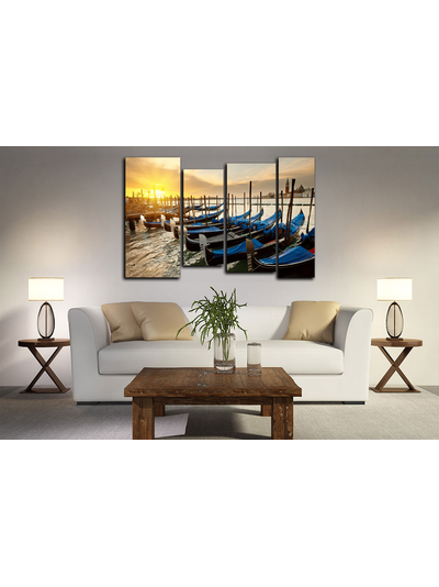Модульная картина "Гондальеры на пристани"