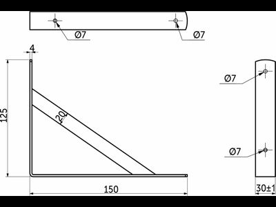 Полкодержатель AKS LINE 150*125*30*4 (черный)
