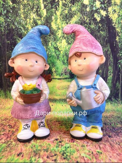 ГНОМ МАЛЬЧИК с лейкой  31*13*15см  0,9кг  полистоун Россия 1621//012283