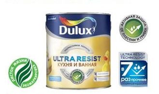 Dulux Ultra Resist Кухня и Ванная краска водно-дисперсионная повышенной влагостойкости для стен и потолков матовая