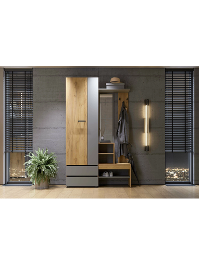 Абрау вешалка с зеркалом прихожая Дуб золотой/Графит