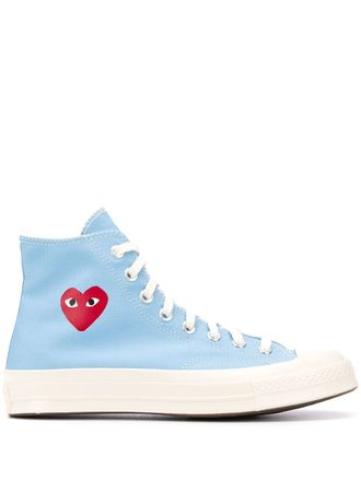 Кеды Converse Play Comme Des Garcons голубые высокие