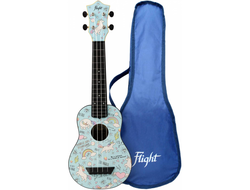 FLIGHT TUS-40 UNICORN - укулеле Travel, сопрано, верхняя дека липа, корпус пластик, рисунок единорог