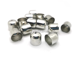 Колпачки для жгута на 15 бисерин, диаметр 11,5мм, цвет никель/серебро/сталь