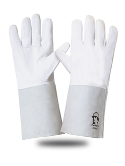 Краги-перчатки аргонщика, спилок/кожа, длина 35см, цвет серый (х60)