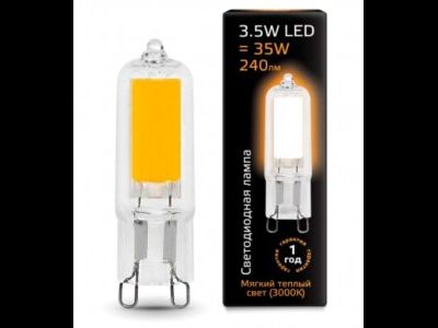 Лампа светодиодная Gauss G9 220V 3.5W(240lm) 3000 3K 60x20 стекло 107809103