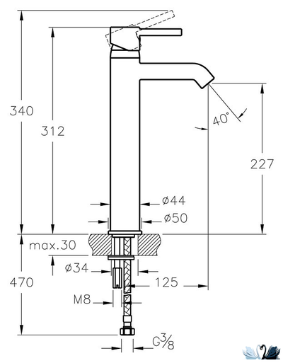 Смеситель для раковины Vitra Minimax S A41990EXP для накладной раковины