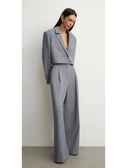 Брюки из костюмной ткани со складками (светло-серый)