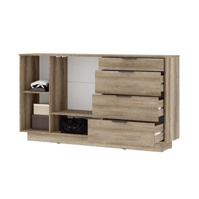 Даллас КМ 02 Комод 4 ящика со стеклом Стенд