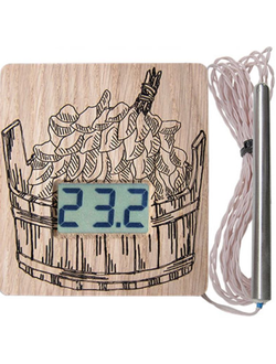 Высокотемпературный термометр для бани ТЭС-Люкс Pt "Шайка" в корпусе из липы с герметичным датчиком