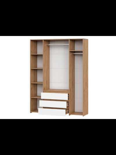 Некст Шкаф 4-створчатый Дуб Золотой / Белая шагрень