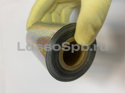 Трансферная поталь Серебро Голография Точки рулон 8,5 см * 100 м