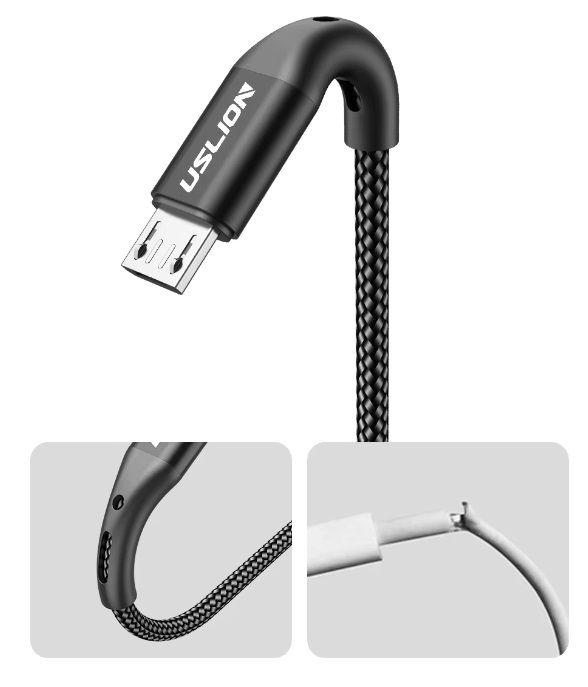 USLION Кабель для питания Wi-Fi видеокамер USB - Micro-USB, длина 2 м. (черный)