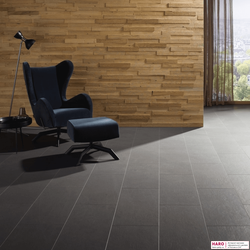 Декор стеновых панелей Haro Дуб Дымчатый River 538860 в интерьере гостиной