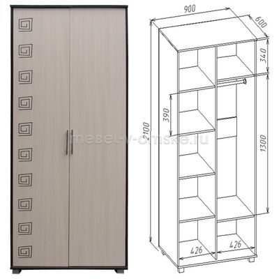 Шкаф Джон 2-х дверный с фрезеровкой