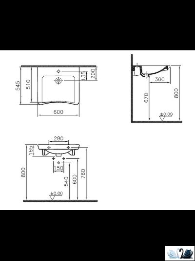 Раковина Vitra Conforma 5289B003-0001, для людей с ограниченными возможностями