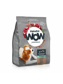 AlphaPet (АльфаПет) WOW Superpremium сухой корм для взрослых собак мелких пород с чувствительным пищеварением с ягненком и рисом 7 кг