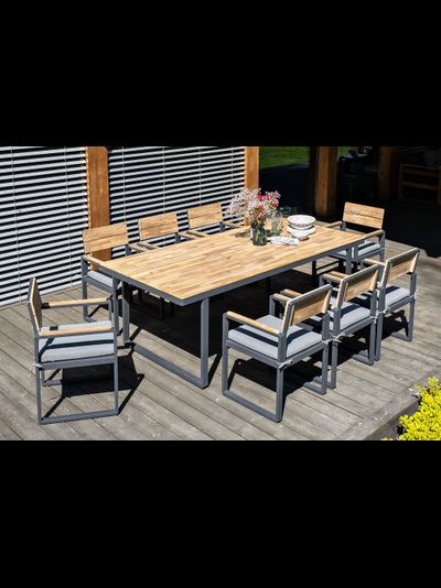 Обеденный комплект TOPA XL из алюминия и массива акации