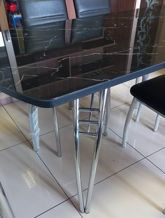 Стол раздвижной стекло Мрамор чёрный 1100*700 Сан