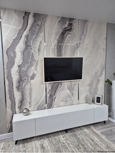 Сканди тумба под ТВ Белый/Белый Глянец