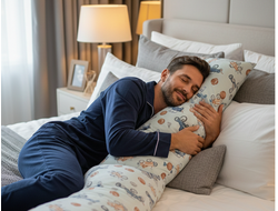 Подушка для всего тела I 190 x 35 см с био пух + наволочка  сатин Машинки