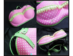 Сумка для хранения бюстгальтеров, розовая с зеленым