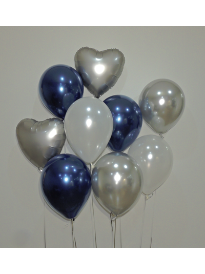 Набор шаров с гелием "Синяя сталь"