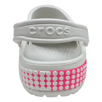 CROCS BAYABAND CLOG LOGO MOTION PINK СВЕТЛО-СЕРЫЕ