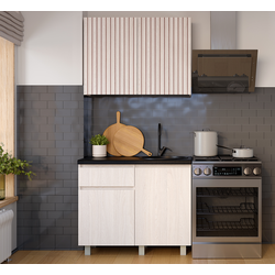 Кухня Тренд 1,0м Ясень белый, черный мрамор