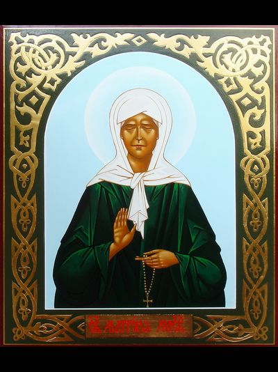 Матрона Московская, святая блаженная, Чудотворица. Рукописная икона.