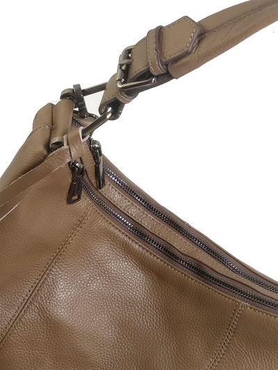 (АРТИКУЛ: 10152/52) СУМКА МЕШОК ЖЕНСКАЯ, НЕБОЛЬШАЯ, НАТУРАЛЬНАЯ КОЖА, ЦВЕТ "КОФЕ С МОЛОКОМ", РУЧКА И РЕМЕНЬ ЧЕРЕЗ ПЛЕЧО *