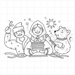 штамп Девица  с блинами