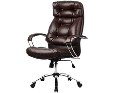 Кресло для руководителя из натуральной кожи LUX14 Коричневый + Хромированное пятилучие