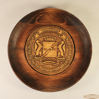 Тарелка деревянная Герб Новосибирск
