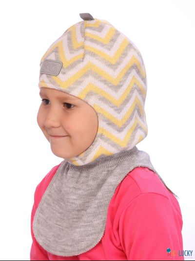 Шапка-шлем  21202-05, цвет серый,желтый, р. 48-50