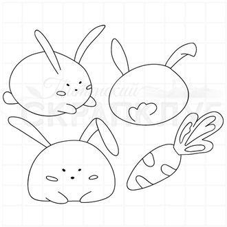 Штамп для творчества  Три толстеньких кролика и морковка