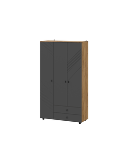 Байкал Шкаф трехстворчатый с ящиками SAFE Дуб Золотой/Графит