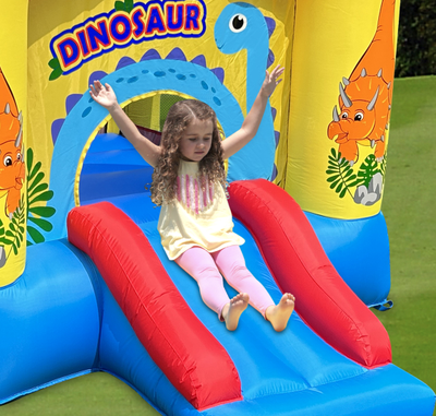 Батут с горкой Happy Hop «Забавный динозавр»