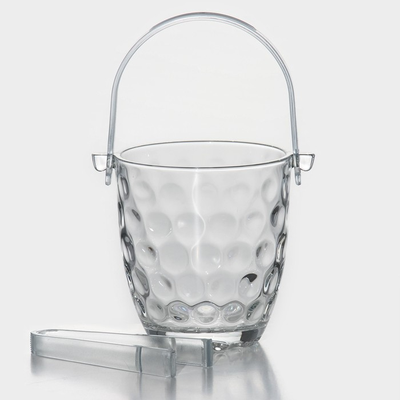 Ведерко для льда, 700 мл, стеклянное с платиковыми щипцами