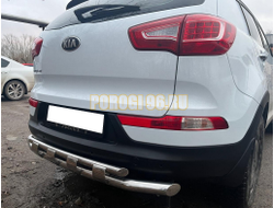 Защита заднего бампера двойная с перемычками d60/42 для Kia Sportage 2010-2015