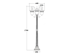 Садово-парковые светильники KRAKOW 1-3L(столб 3 фонаря )