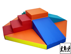 Мягкий модульный Спортивный комплекс «Пирамида» оранжевый / синий / красный