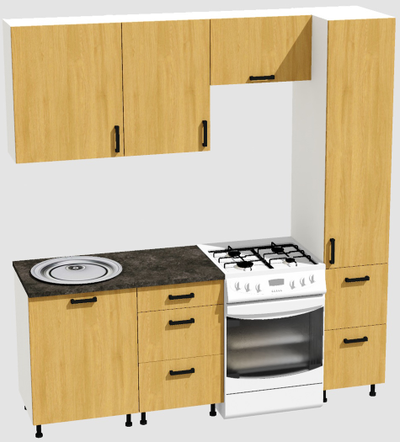 Кухня Эконом 1,5 метра с колонкой (1100х400) Цвет: Дуб Сонома/Дуб Сонома