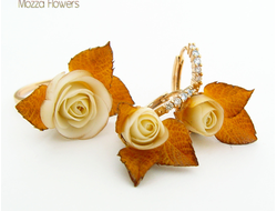 Комплект "Жемчужные розы". Позолота .