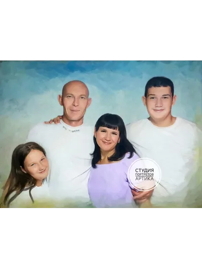 Портрет в Стиле Масло 4 Человека